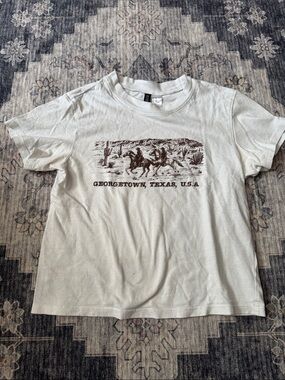 Divided White Short Sleeve Tee with Brown Georgetown Texas Graphic
